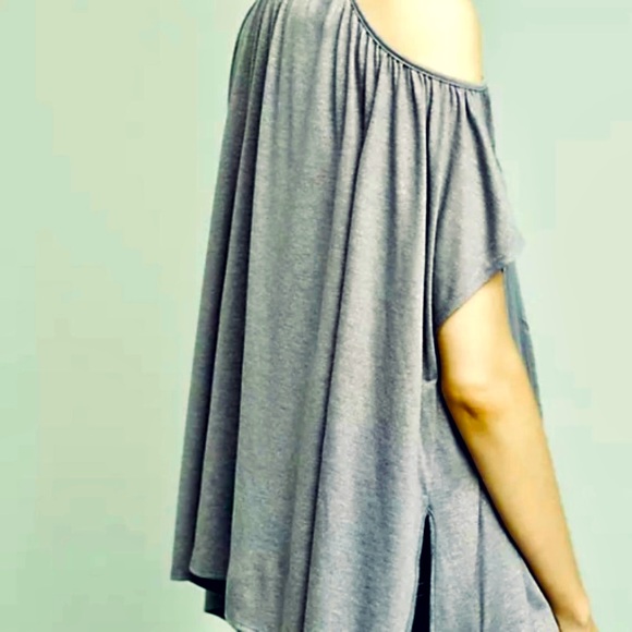 Anthropologie Deletta Tulay Open Shoulder Top Silver Argent Gray Tie - Picture 3 of 5
